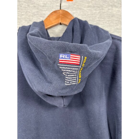 Vtg 90s Ralph Lauren Polo Jeans Mens Hoodie L RL-67 Navy Blue Logo - Picture 7 of 7
